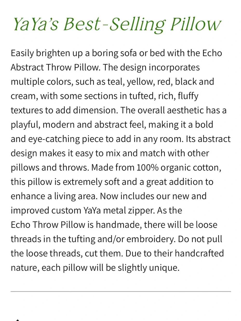 YaYa & Co Echo abstract throw pillow cover vibrant tufted boho cotton square